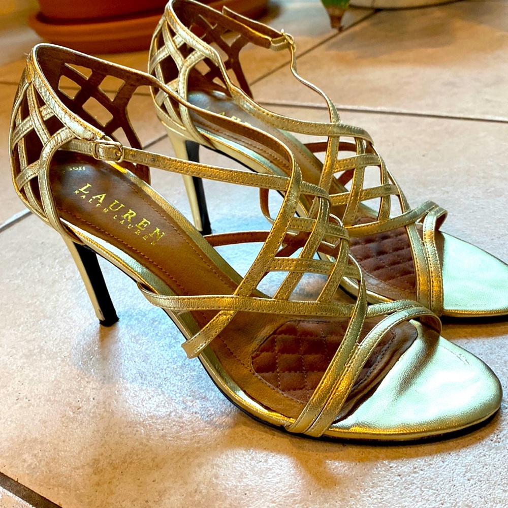Ralph Lauren gold heels